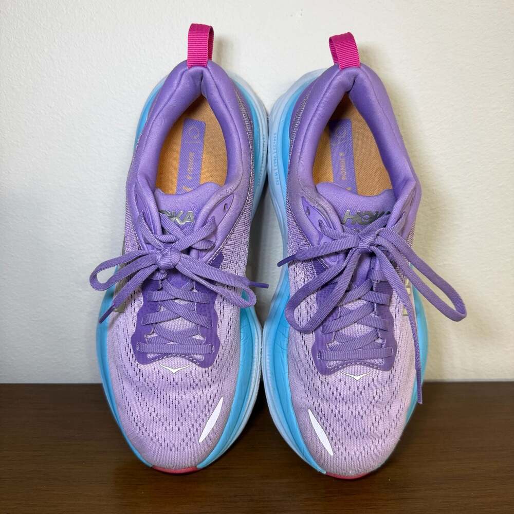 Hoka Bondi 8 Women's Running Shoes - Chalk Violet/Pastel Lilac Women size 8 - Picture 6 of 11